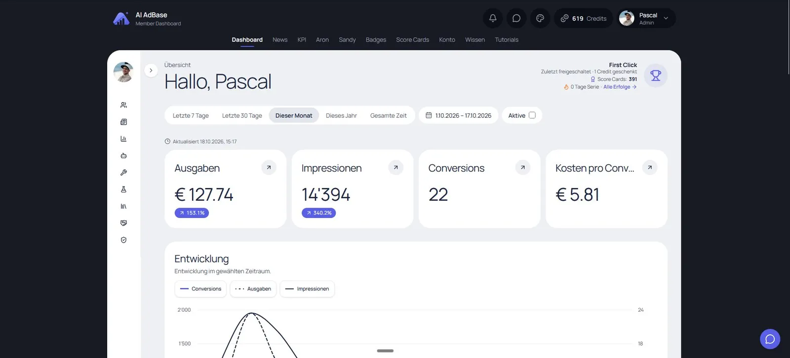 Dashboard im neuen Design