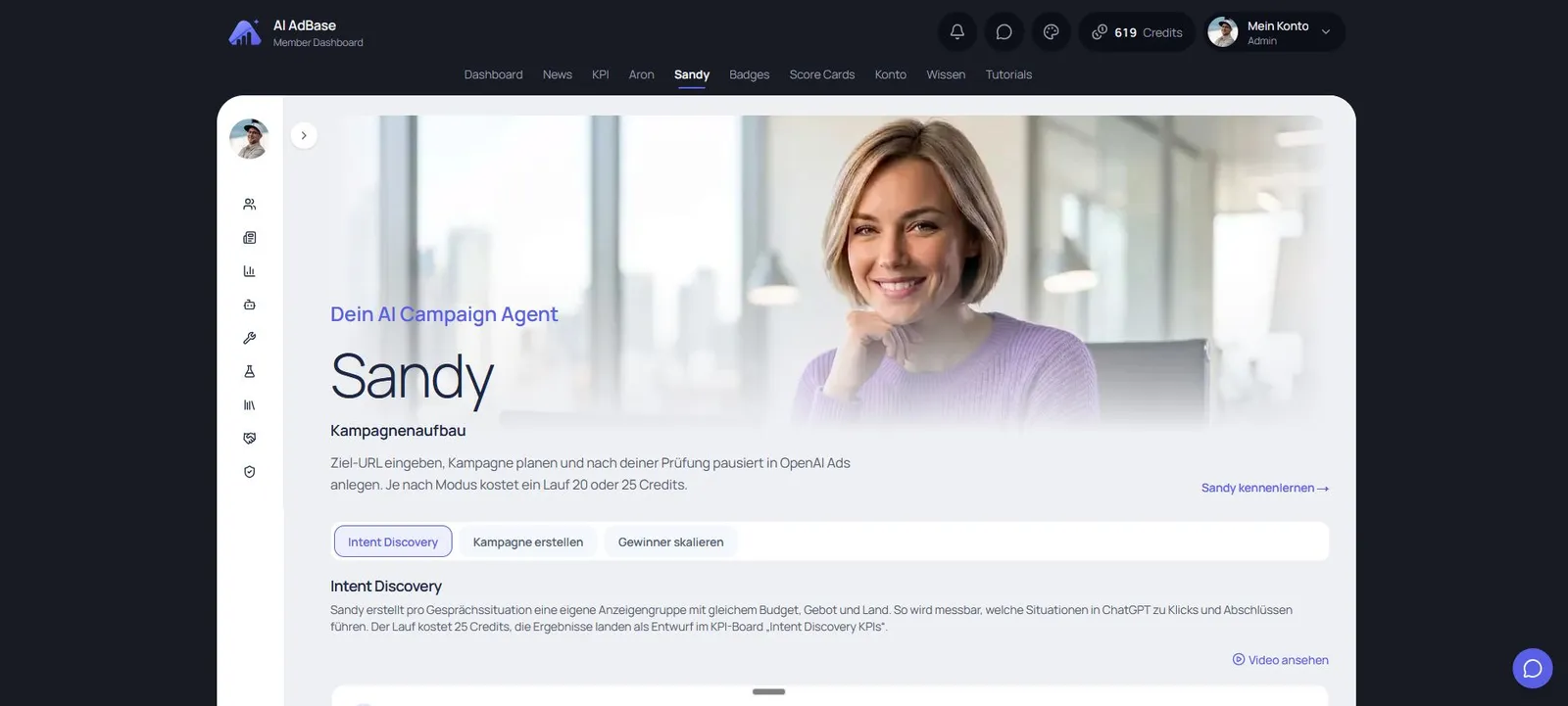 Sandy – Kampagnenaufbau im neuen Design
