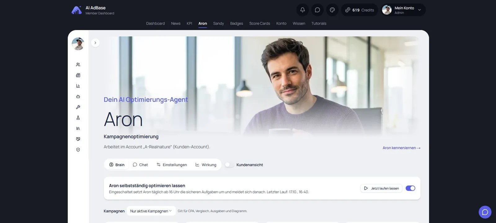 Aron – Kampagnenoptimierung im neuen Design