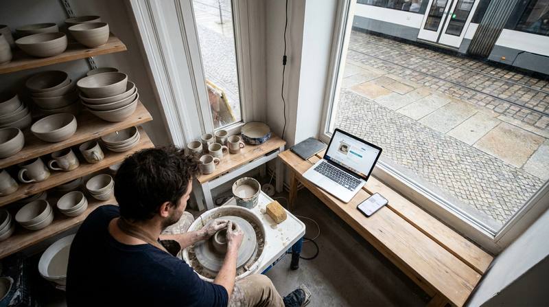 Schematische Darstellung der ChatGPT Merchant Integration mit Produktkarten und Feed-Anbindung